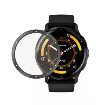 PanzerGlass Proteção de ecrã para Garmin Venu 3 - moldura preta, vidro temperado, dureza 9H, antibacteriano, oleofóbico, ecrã completo