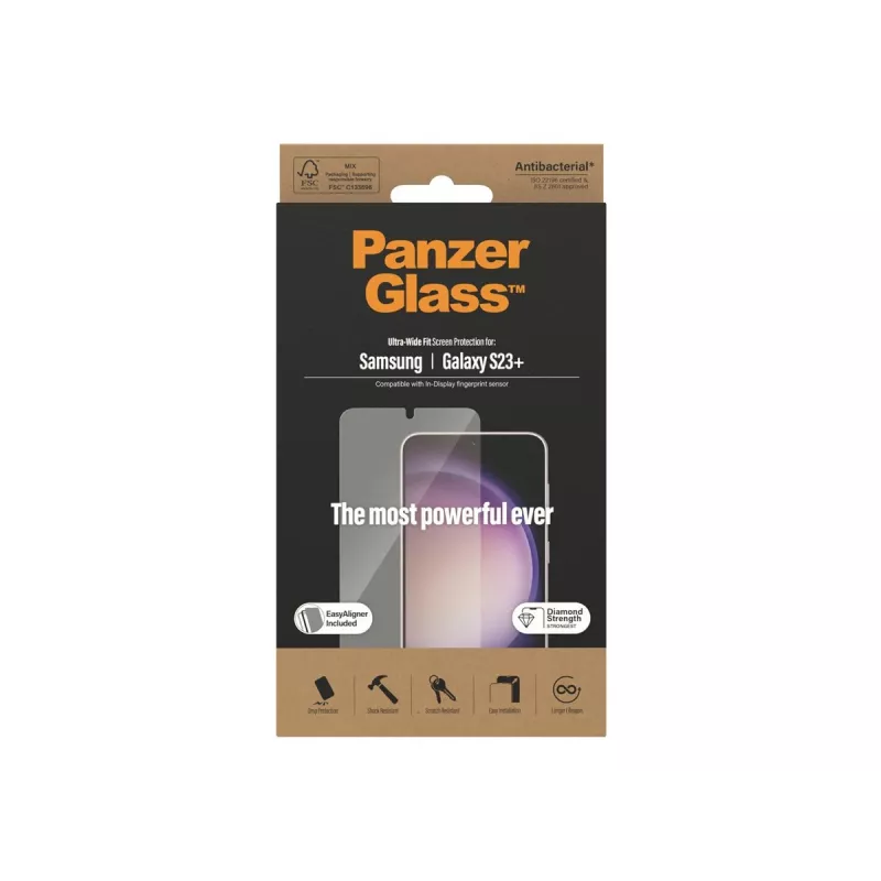 PanzerGlass Película de proteção de ecrã Ultra-Wide Fit para Samsung Galaxy S23+ com aplicador