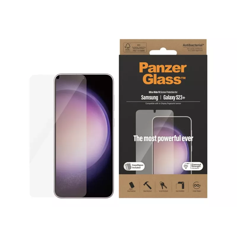 PanzerGlass Película de proteção de ecrã Ultra-Wide Fit para Samsung Galaxy S23+ com aplicador