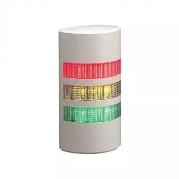 Coluna de sinalização LED PATLITE WEP-302FB-RYG, 3 níveis Vermelho/Amarelo/Verde, buzina, montagem na parede, 24V DC, IP65, Branco