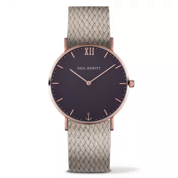 Paul Hewitt relógio unissexo Sailor Line 39 mm malha em aço inoxidável ouro rosa PH-SA-RSTB25M