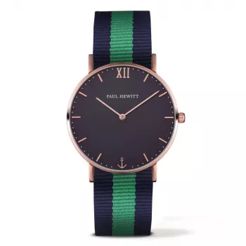 Relógio PAUL HEWITT Sarstain unissexo 39mm malha de aço inoxidável preto gunmetal PH-SARSTBNG20