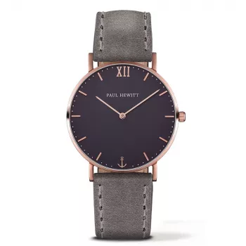 Relógio de quartzo unissexo PAUL HEWITT Sailor Line 39 mm rosa-ouro aço inoxidável malha mostrador preto PH-SA-RSTB13S
