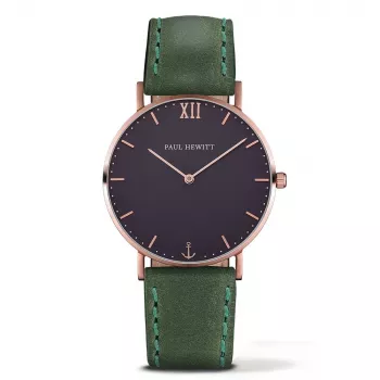 Relógio de quartzo unissexo PAUL HEWITT Sailor Line 39 mm ouro rosa malha de aço inoxidável mostrador preto PH-SA-RSTB12M