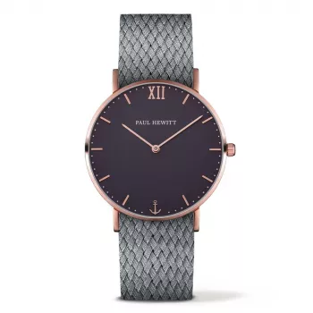 Relógio de quartzo PAUL HEWITT unissexo Sailor Line 39mm ouro rosa aço inoxidável malha mostrador preto PH-SA-RSTB18S