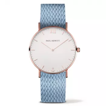 Relógio PAUL HEWITT unissexo PH-SA-RSTW26S 39mm ouro rosa aço inoxidável pele cinzenta