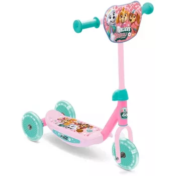 Trotinete de 3 rodas Paw Patrol Skye para meninas dos 2 aos 5 anos, altura ajustável, inclinação para virar, Rosa/Roxo