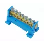 PAWBOL E.4023 Borne de passagem de baixo perfil 7 polos azul 4mm² 24A 450V