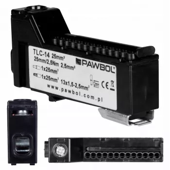 PAWBOL E.4136C Terminal de série sem parafuso LZB, 6 polos, 2,5 mm², 450 V, 24 A, preto