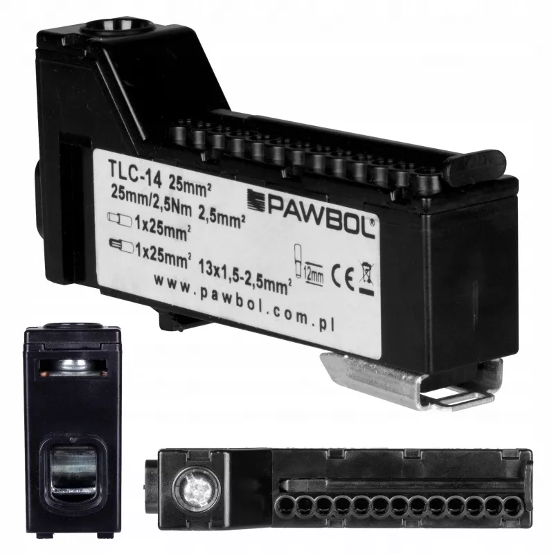 PAWBOL E.4136C Terminal de série sem parafuso LZB, 6 polos, 2,5 mm², 450 V, 24 A, preto