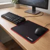 PCBuilder TRACK Tapete de rato pequeno – superfície de tecido, bordas costuradas anti-desfiamento, base de borracha antiderrapante, 3 mm de espessura, preto