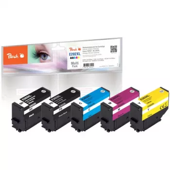 Pack de 5 tinteiros compatíveis Peach PI200-773 para Epson Expression Premium XP-6000/XP-6005/XP-6100/XP-6105 (preto, preto fotográfico, ciano, magenta, amarelo) - alta capacidade, substitui Epson 202XL