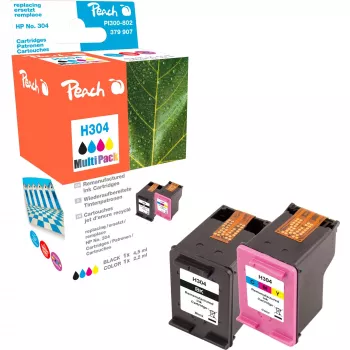 Peach PI300-802 pack de 2 tinteiros compatíveis para HP 304 (preto e tricolor)