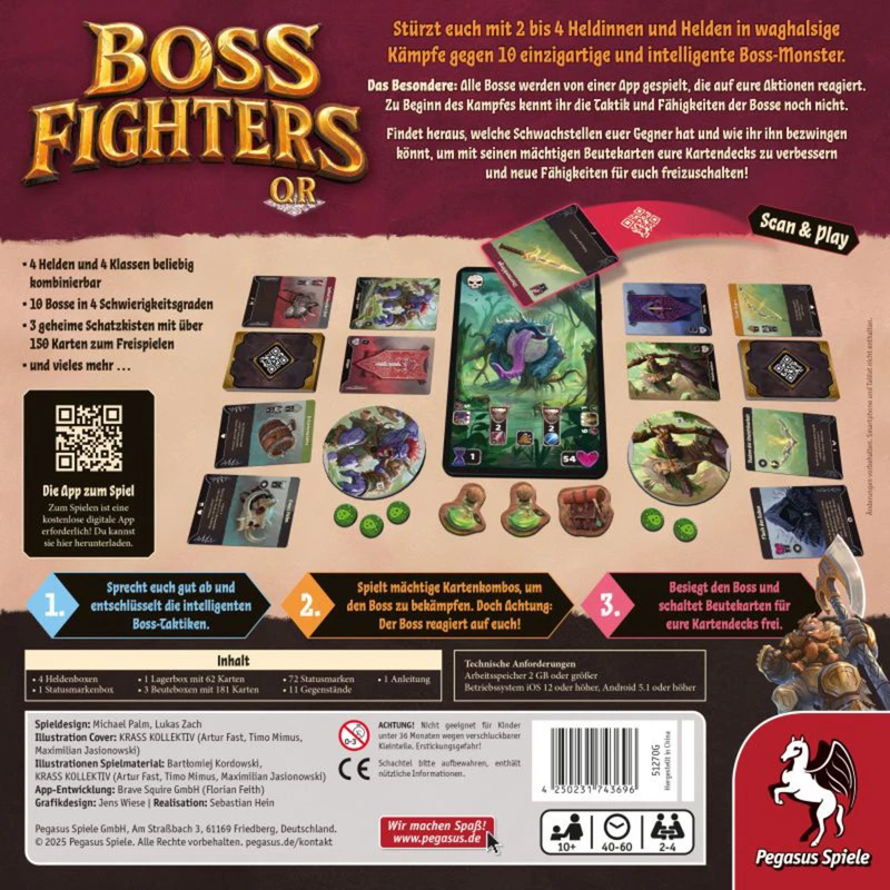 Jogo de cartas cooperativo Pegasus Spiele Boss Fighters QR (51270G)