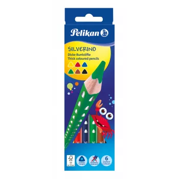 Lápis de cor Pelikan 700610 conjunto de 6 (preto, castanho, verde, vermelho, violeta, amarelo)