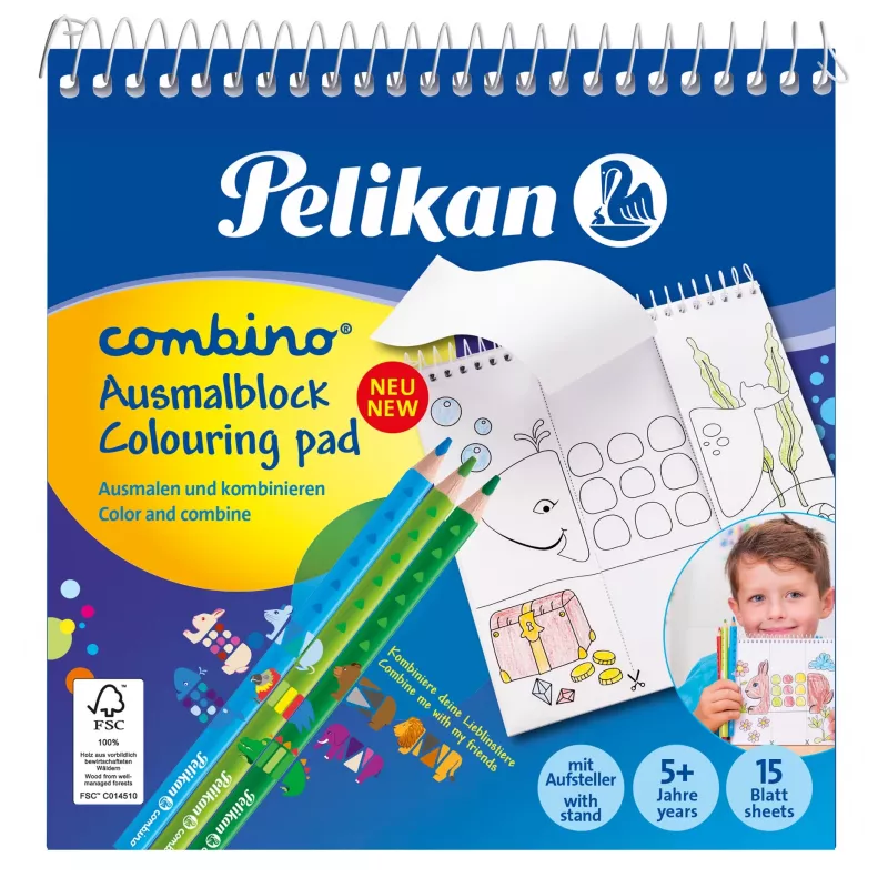 Conjunto de livro de colorir Pelikan 811231, 15 páginas, meninos/meninas, lápis de cor incluídos, conjunto de imagens para colorir