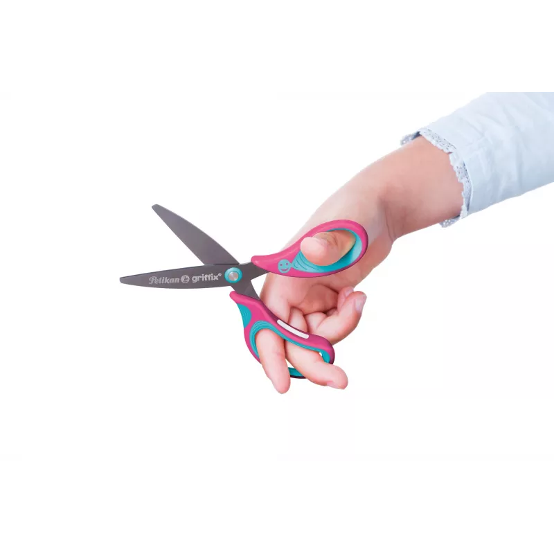 Pelikan griffix Tesoura escolar, ponta redonda, para destros, Lovely Pink