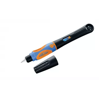 Pelikan griffix® Caneta de tinta permanente para canhotos - preto néon - tinta azul - sistema de cartuchos - corpo em plástico - pena em aço inoxidável - canhotos (820356)