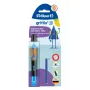 Pelikan griffix® Caneta de tinta permanente para canhotos - preto néon - tinta azul - sistema de cartuchos - corpo em plástico - pena em aço inoxidável - canhotos (820356)