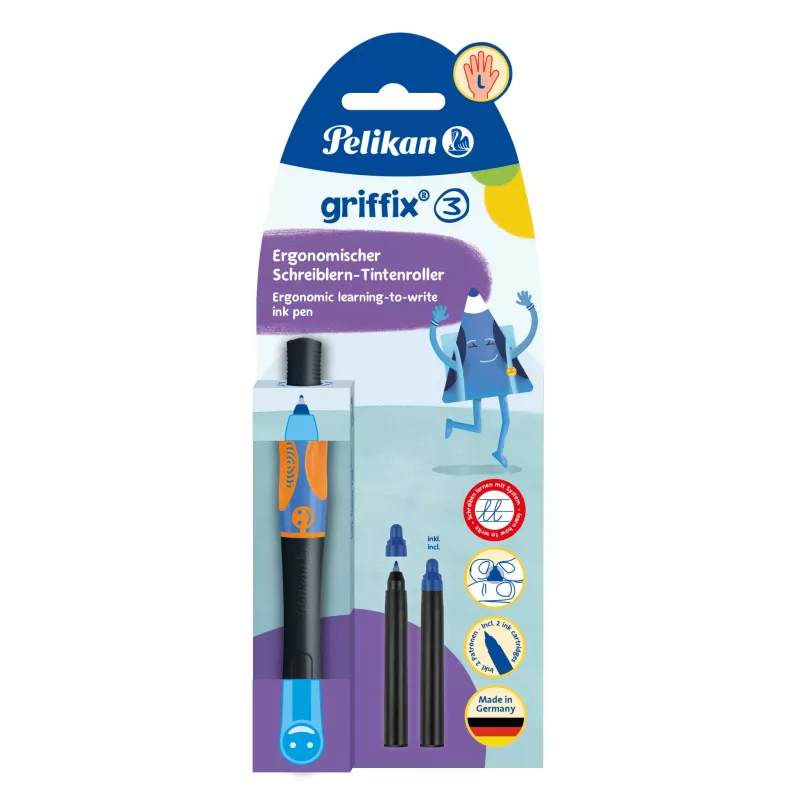 Pelikan griffix Neon Black caneta roller para canhotos - Rosa 821018