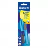 Caneta esferográfica retrátil Pelikan Souverän K200 - azul mármore - guarnições douradas - ponta média - recarregável - Made in Germany