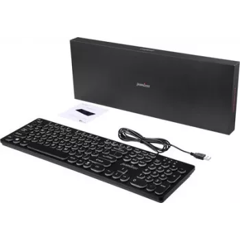 Perixx PERIBOARD-317 R DE B Teclado USB com fios, layout QWERTZ alemão, retroiluminação LED branca, preto 12011