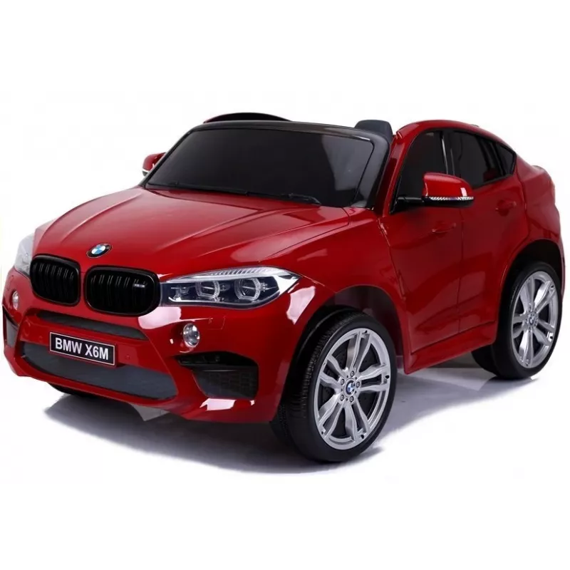 PETMEX Carro a pilhas BMW X6M SUV com luzes LED e MP3 vermelho lacado