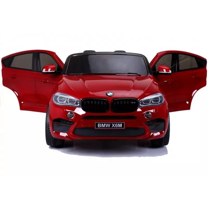 PETMEX Carro a pilhas BMW X6M SUV com luzes LED e MP3 vermelho lacado