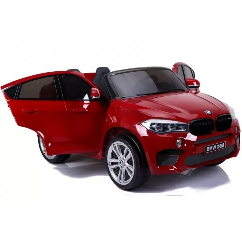 PETMEX Carro a pilhas BMW X6M SUV com luzes LED e MP3 vermelho lacado
