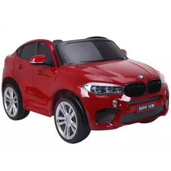 PETMEX Carro a pilhas BMW X6M SUV com luzes LED e MP3 vermelho lacado