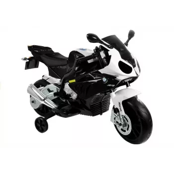 Mota infantil a bateria PETMEX BMW S1000RR preta com três rodas