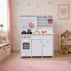 Cozinha de brincar em madeira PETMEX Paula para criança Rosa Branco com elementos de abertura