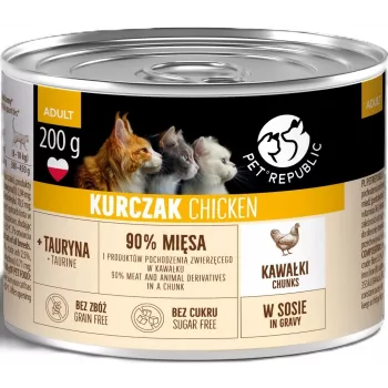 PETREPUBLIC Adult Pedaços de Frango em Molho comida húmida para gatos – 10 x 200g