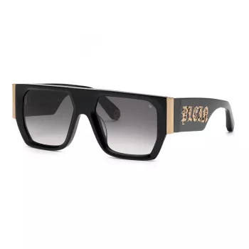 Óculos de sol PHILIPP PLEIN MAN SPP094M540700 armação de acetato preta lentes de policarbonato cinzentas 54/18/145 mm