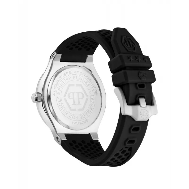 Relógio automático esqueleto de homem Philipp Plein PWUFA0125 44mm silicone preto