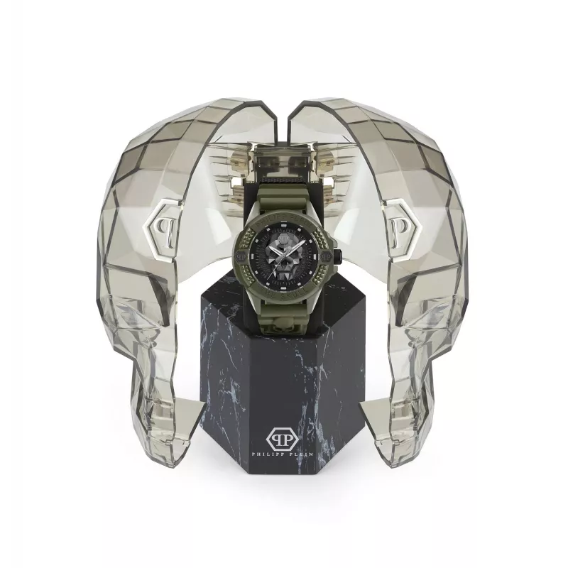 Philipp Plein relógio automático esqueletizado de homem PWUBA0423 44mm silicone preto