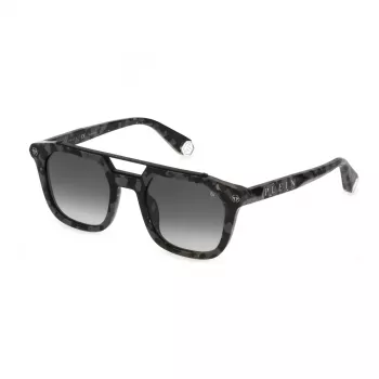 Philipp Plein óculos de sol de homem SPP001M510721 - armação de acetato preta, lentes cinzentas, 51 mm
