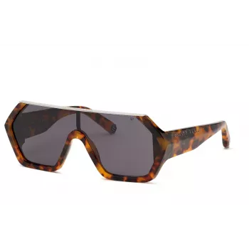 Philipp Plein Óculos de sol de homem SPP047990728 - Armação de acetato preta, lentes de policarbonato cinzentas, proteção UV400