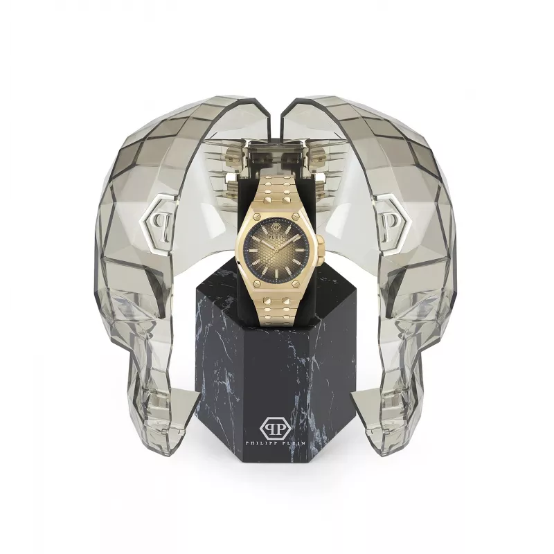 Philipp Plein relógio de homem PWPMA0324 43mm mostrador esqueleto preto bracelete de silicone