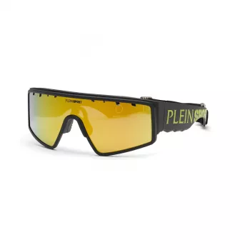 Óculos de sol desportivos de homem PHILIPP PLEIN SPORT SSP007-99U28G, retangulares, wrap-around, armação integral, proteção UV400, lente 99 mm, haste 130 mm