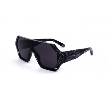 Óculos de sol de homem Philipp Plein SPP047-0Z21 armação preta lentes cinzentas 99mm