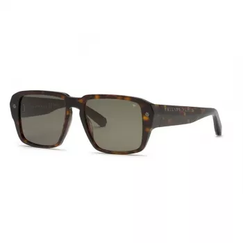 PHILIPP PLEIN SPP081-550722 Óculos de sol de homem acetato preto lentes cinzentas 55/17/145 mm