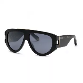 Óculos de sol de homem Philipp Plein SPP127M60700G - armação de acetato preta, lentes cinzento-escuro, 60/13/145 mm