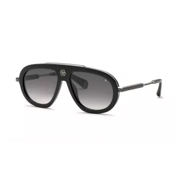 Óculos de sol de homem PHILIPP PLEIN SPP151V57700Y - armação de acetato preta, lentes de policarbonato cinzentas, 57 mm