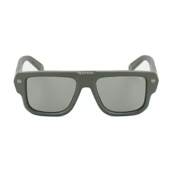 Óculos de sol de homem Philipp Plein SPP179-550Z29, armação de acetato preta, lentes de policarbonato cinzentas, 55/18/145 mm