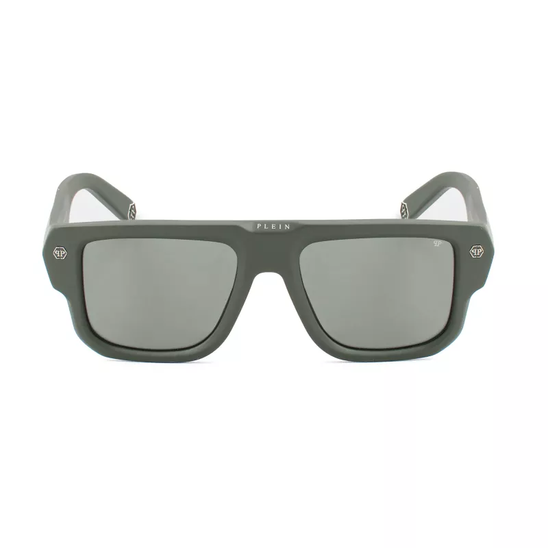 Óculos de sol de homem Philipp Plein SPP179-550Z29, armação de acetato preta, lentes de policarbonato cinzentas, 55/18/145 mm