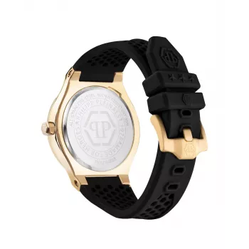 Relógio de quartzo Philipp Plein The $kull para homem 44mm caixa de aço inoxidável bracelete de silicone preta PWUFA0225