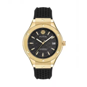 Relógio de quartzo Philipp Plein The $kull para homem 44mm caixa de aço inoxidável bracelete de silicone preta PWUFA0225