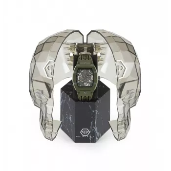 Philipp Plein The $kull Relógio de homem PWVBA0223 44mm aço inoxidável quartzo mostrador preto bracelete de silicone