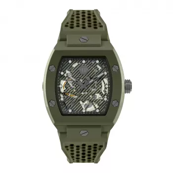 Philipp Plein The $kull Relógio de homem PWVBA0223 44mm aço inoxidável quartzo mostrador preto bracelete de silicone